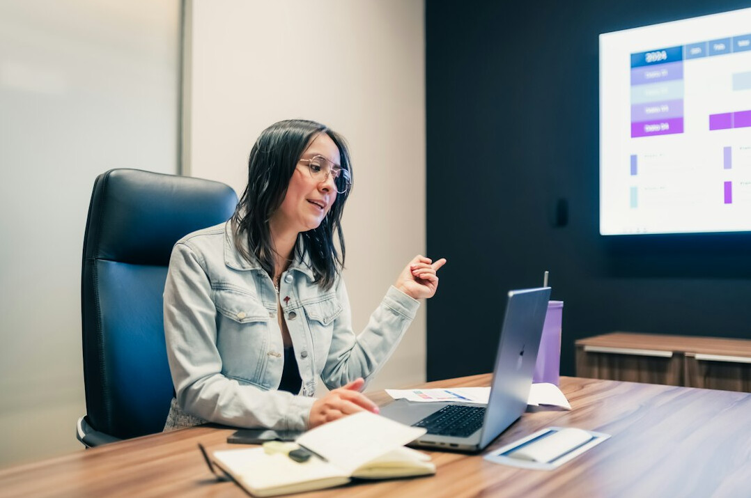 woman presenting data