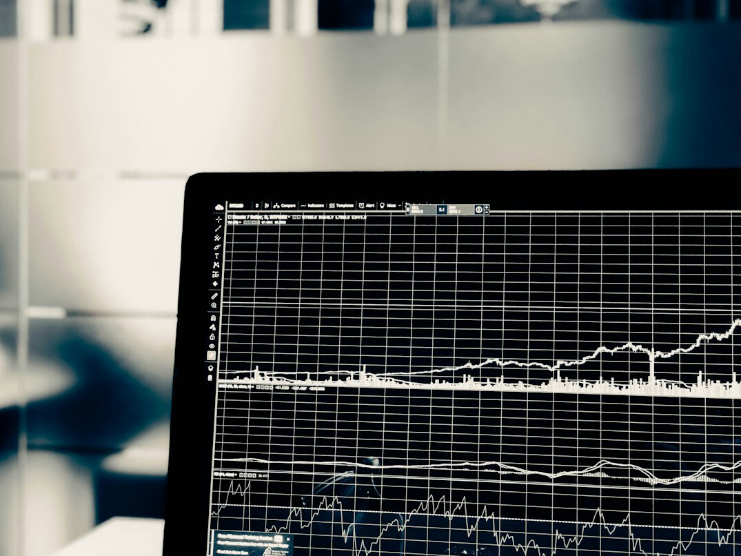 data charts on screen