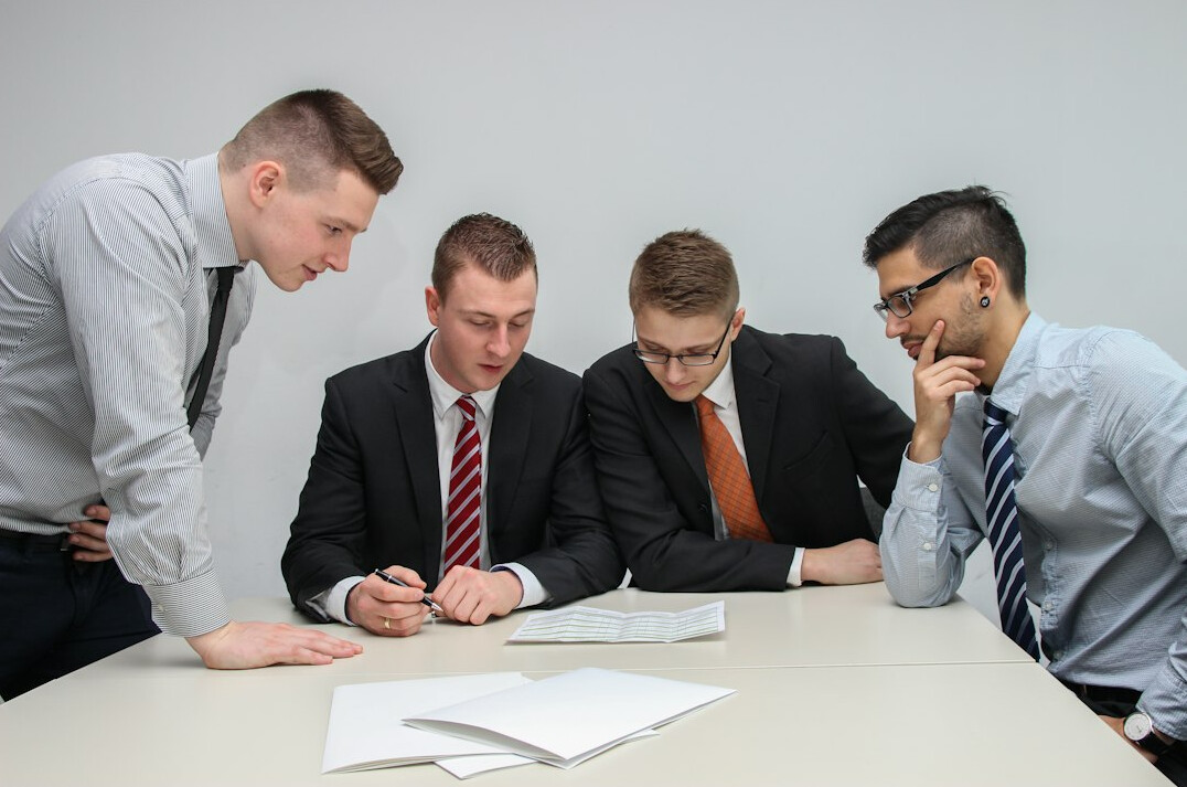 business team reviewing charts